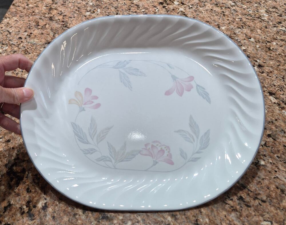 Corelle Corning Pink Trio Meat Platter 12” X 10” USA Serving Tray